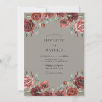 Mariage Pivoine Taupe Rouge Cerise