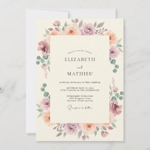 Invitation Mariage Pivoine Terracotta Mauve