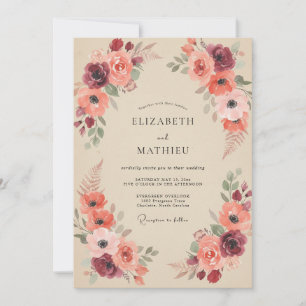 Invitation Mariage Pivoine Terracotta prune