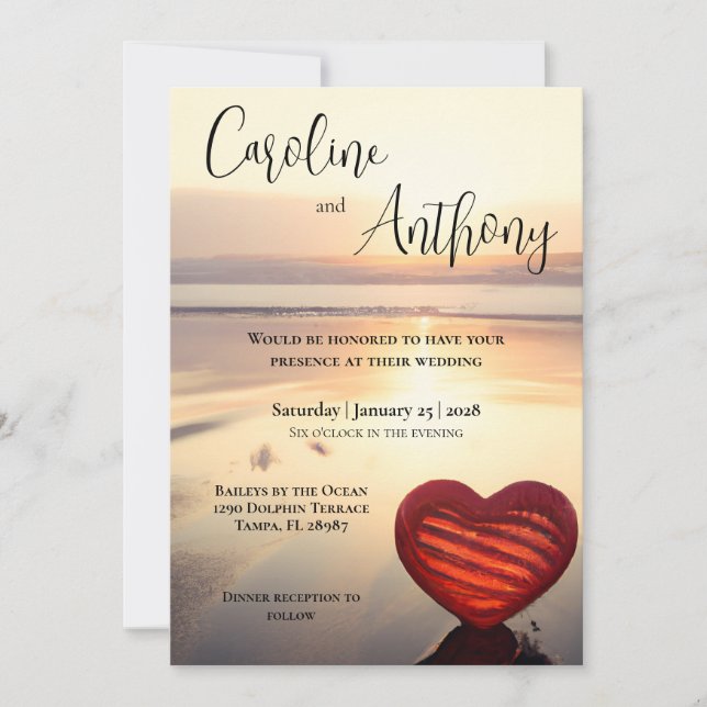 Invitation Mariage plage à thème Océan (Devant)