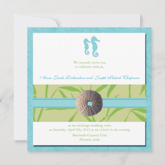 Invitation Mariage plage - Aqua Blue mariage invite (Devant)