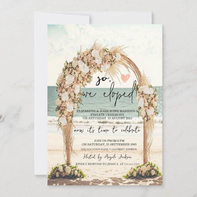 Invitation Mariage plage Arbor Rose Elopement Mariage (Devant)