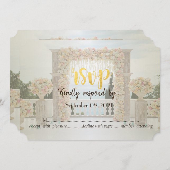 Invitation Mariage plage Fleurs d'Arbor Rose RSVP (Devant / Derrière)