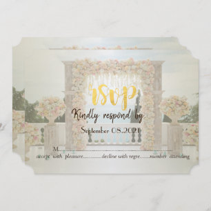 Invitation Mariage plage Fleurs d'Arbor Rose RSVP