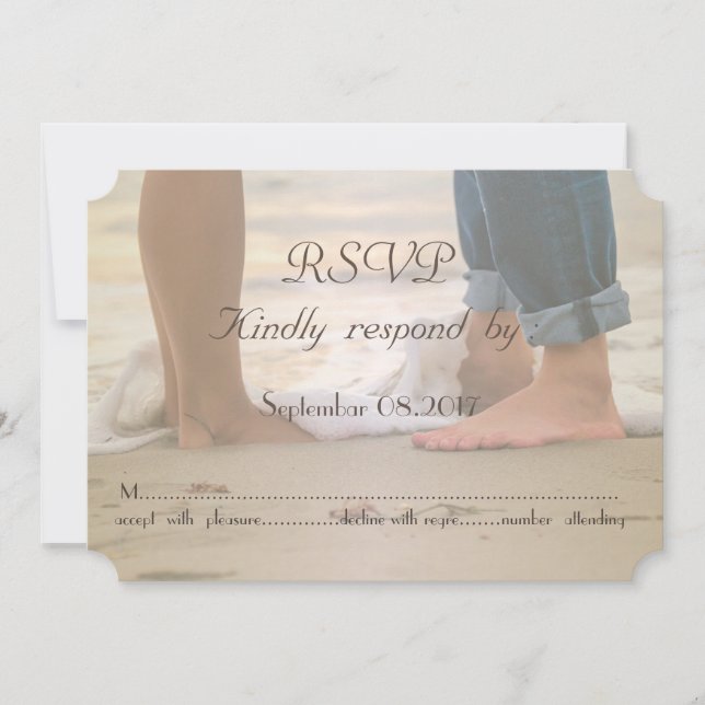 Invitation Mariage plage, Foots RSVP (Devant)