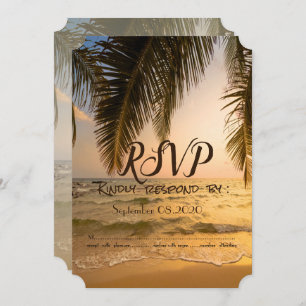 Invitation Mariage plage, Palm Sunset RSVP
