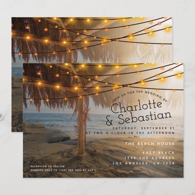 Invitation Mariage plage personnalisé (Devant / Derrière)