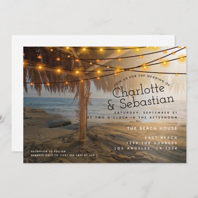Invitation Mariage plage personnalisé (Devant / Derrière)