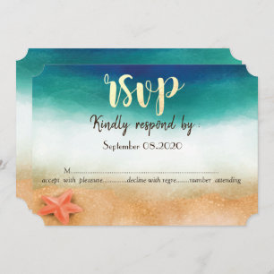 Invitation Mariage plage, Starfish RSVP