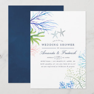 Invitation Mariage Plage Thème Algues Aquarelle