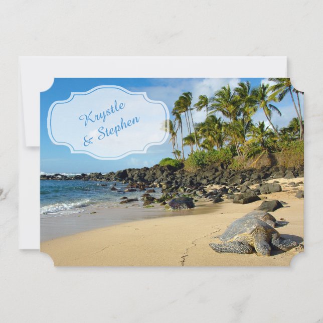 Invitation Mariage plage | Tortues | Océan | Palmiers (Devant)