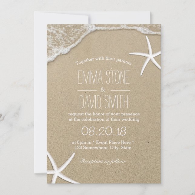 Invitation Mariage plage Tropical Starfish & Waves (Devant)
