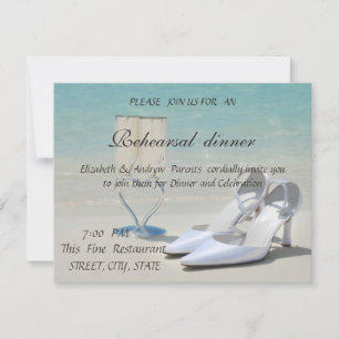 Invitation Mariage plage, Verre, Dîner de répétition talons h