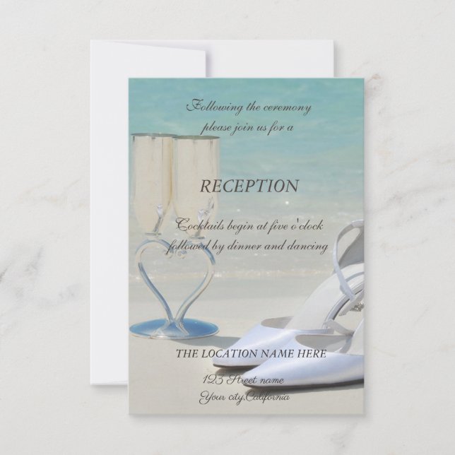 Invitation Mariage plage, Verre, Réception haute talons (Devant)