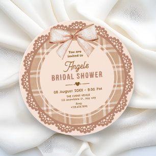 Invitation Mariage plaid arc-en-ciel brun beige
