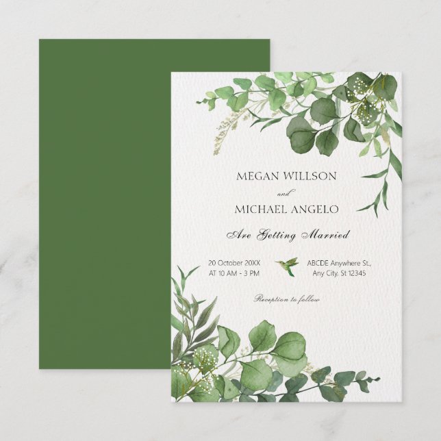 Invitation Mariage plante feuille (Devant / Derrière)