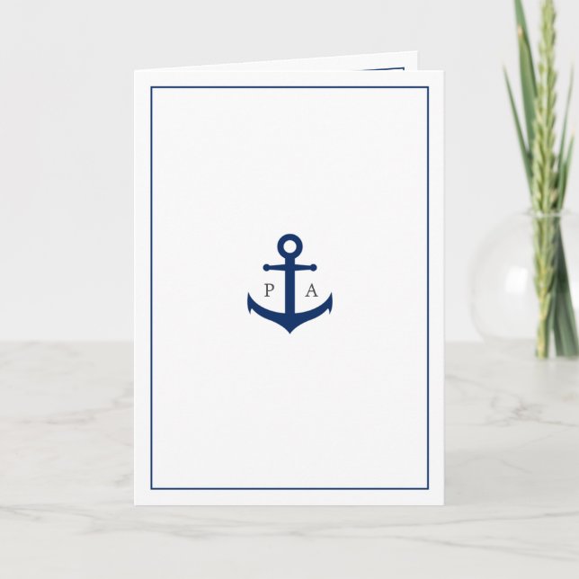 Invitation Mariage plié Monogramme d'Ancre Naútic (Devant)