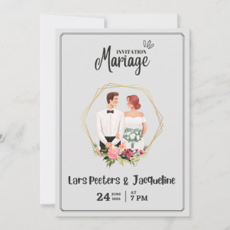 Invitation mariage plié monogrammé moderne
