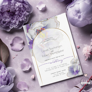 Invitation MARIAGE   Plum Imaginaire violet Arche de pivoine
