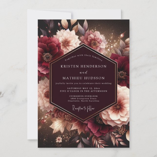 Invitation Mariage Plum Moody Bloom (Devant)