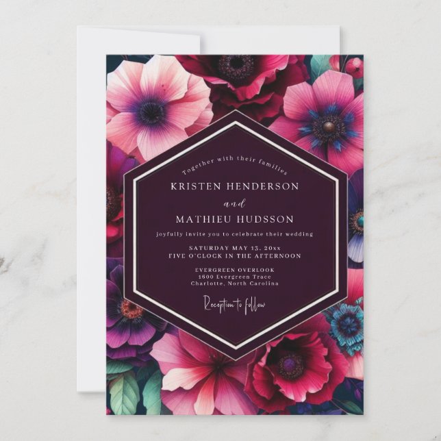 Invitation Mariage Plum Moody Bloom (Devant)