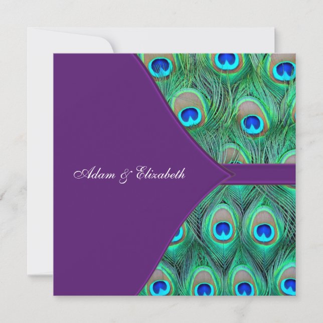Invitation Mariage Plum Purple Paon (Devant)