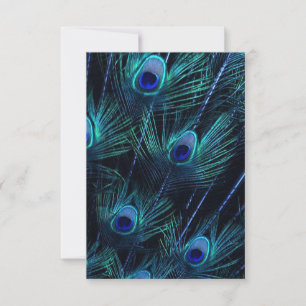 Invitation Mariage Plumes de Paon Royal Bleu Violet
