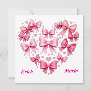 Invitation Mariage plus noeuds rose Saint-Valentin