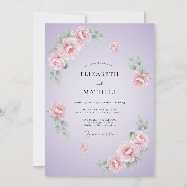 Invitation Mariage poétique de printemps au lilas (Devant)
