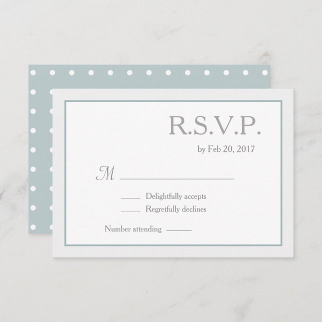 Invitation Mariage Pois bleu blanc RSVP (Devant / Derrière)