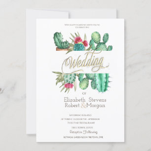 Invitation Mariage Pois Cactus aquarelle