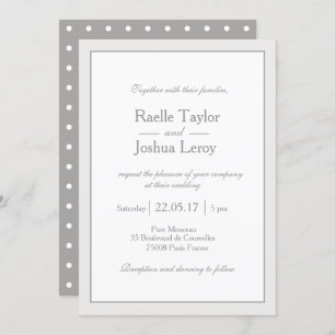 Invitation Mariage pois minimaliste blanc classique