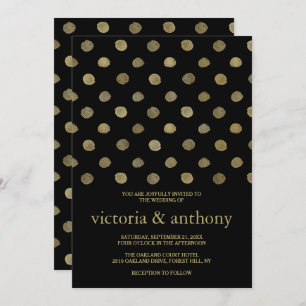 Invitation Mariage Pois moderne Black & Gold