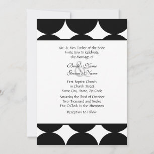 Invitation Mariage Pois moderne noir et blanc