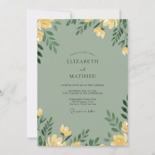 Invitation Mariage Poppy Céladon Moutarde