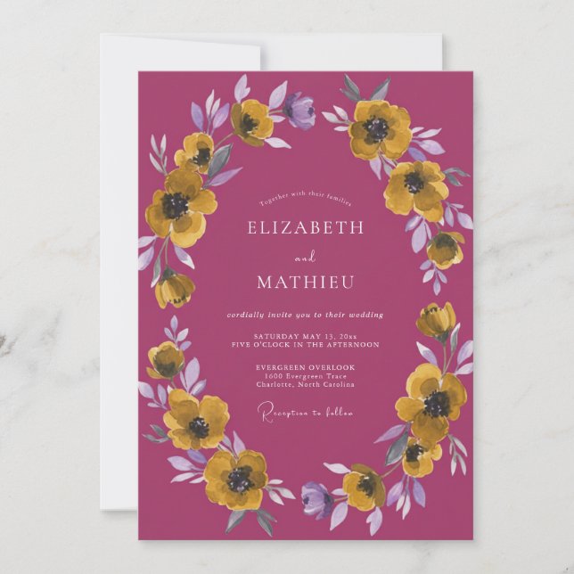 Invitation Mariage Poppy Doré Abricot (Devant)