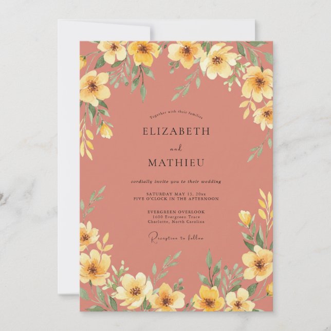 Invitation Mariage Poppy Jaune Terre (Devant)