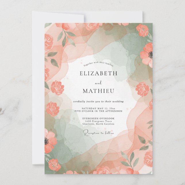 Invitation Mariage Poppy Peint Abricot (Devant)