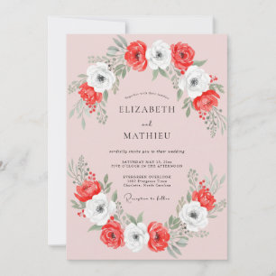 Invitation Mariage Poppy Rouge Blanc