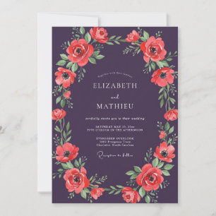 Invitation Mariage Poppy Rouge Prune