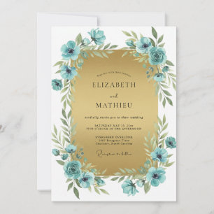 Invitation Mariage Poppy Sarcelle Or