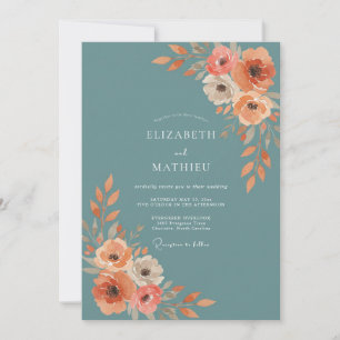 Invitation Mariage Poppy Slate Sarcelle