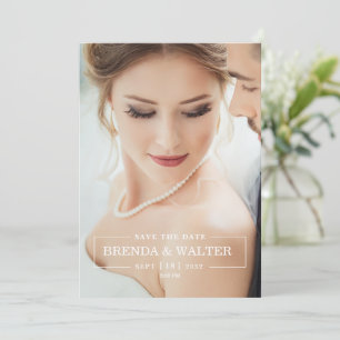 Invitation Mariage Portrait Photo Personnalisé Élégant Flou