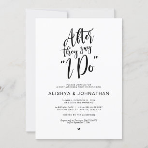 Invitation Mariage post Brunch, rustique noir Script