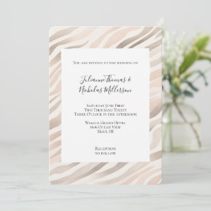 Invitation Mariage Poster de animal de Crème rose Zebra