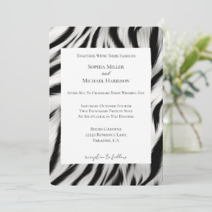Invitation Mariage Poster de animal noir blanc Zebra