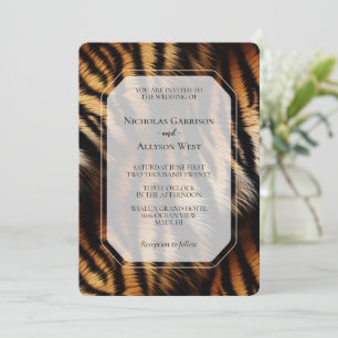 Invitation Mariage Poster de animal Orange Black Tiger Stripe