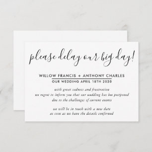 Invitation MARIAGE POSTPONED retarder nos informations les pl
