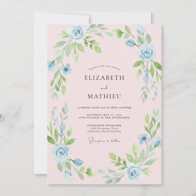 Invitation Mariage Poudre de Rose Blossom (Devant)