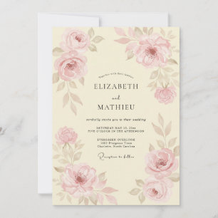 Invitation Mariage Poudré Mauve Champagne Peint